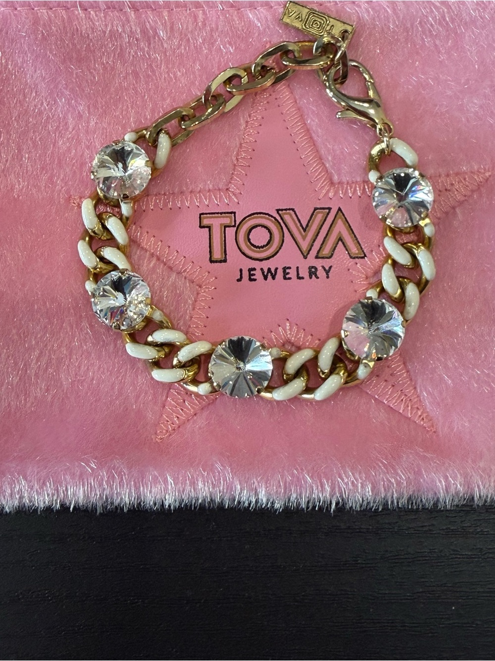 Tova White and Gold Crystal Galileu bracelet.